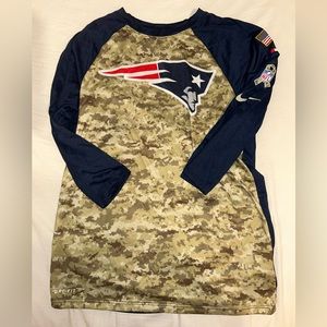 new england patriots camo 3/4 sleeve t-shirt